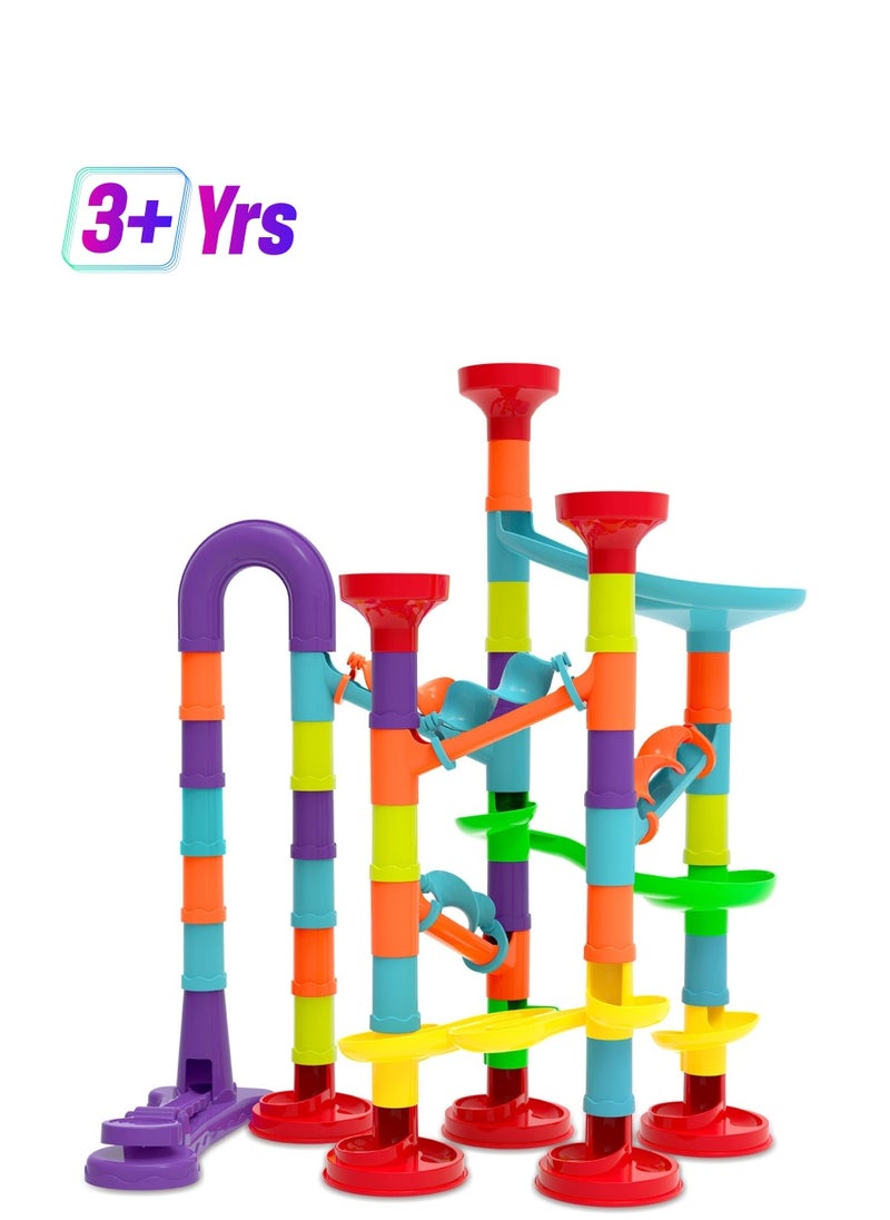 Rally Marble Run Pipe Playset 76pcs Building Blocks Toys, 3D Tracks Toys, Pipe Maze Building Kits, Self-Assembly  - Image 1