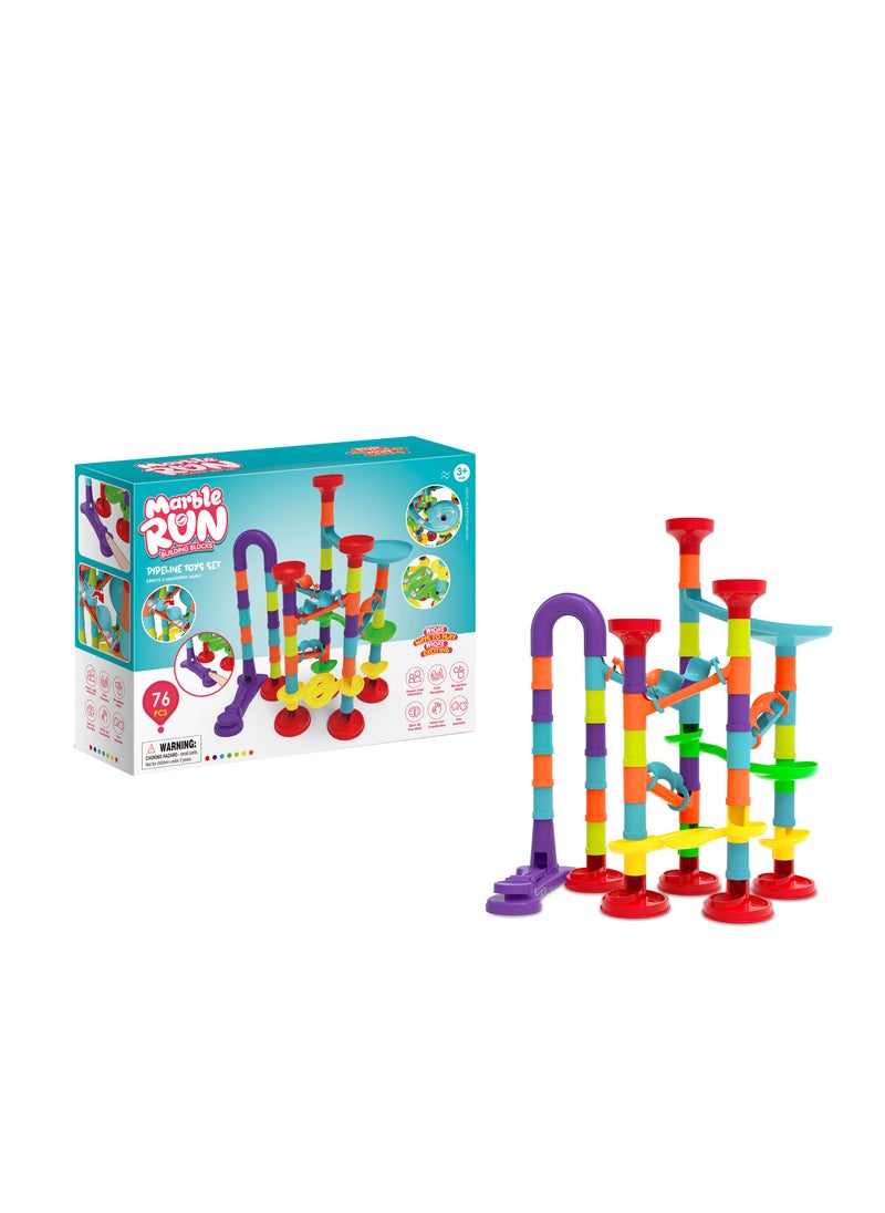 Rally Marble Run Pipe Playset 76pcs Building Blocks Toys, 3D Tracks Toys, Pipe Maze Building Kits, Self-Assembly  - Image 3