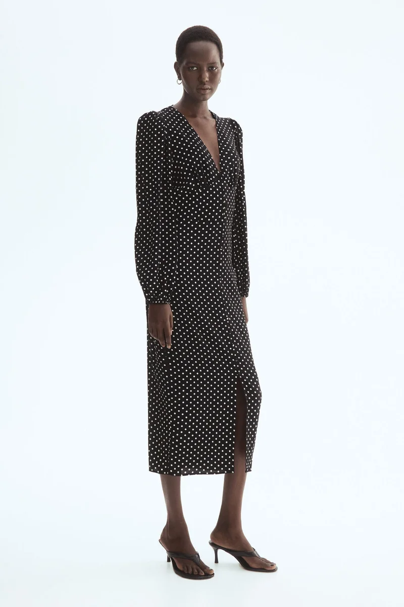 اتش اند ام فستان فيسكوز بأكمام طويلة