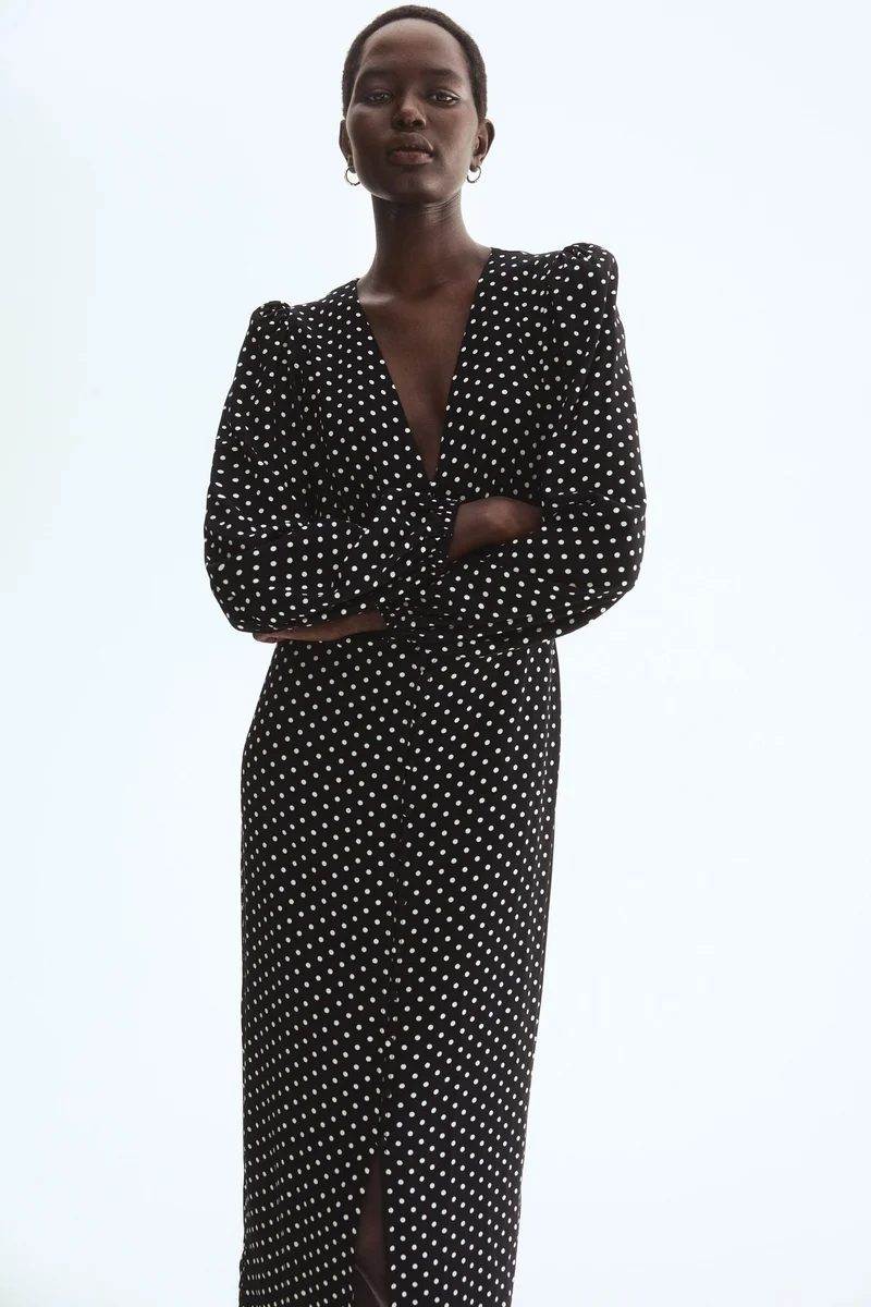 اتش اند ام فستان فيسكوز بأكمام طويلة