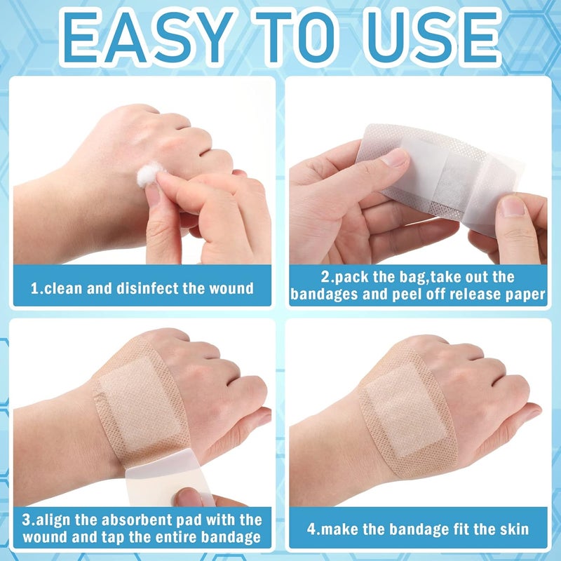 Funtery 60 Pcs Large Sensitive Skin Bandages Silicone Adhesive Bandages Bulk Elderly Painless Removal Silicone Wrappings for Sensitive Fragile Skin Delicate Wounds 39 x 2 in - Image 4