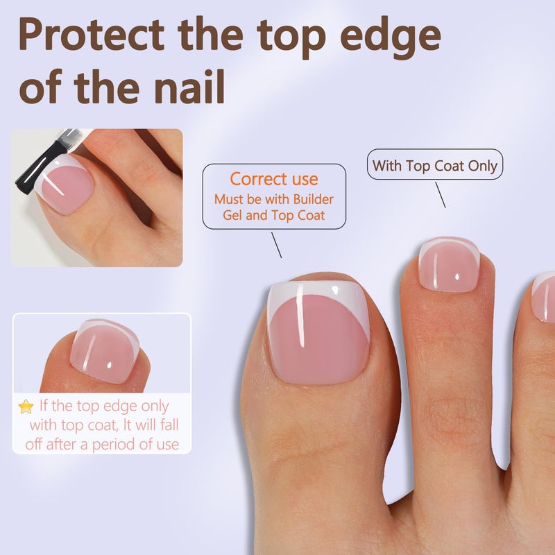 Misssix Press On Toe nails Short, 150Pcs Pink French Toe Nail Tips, Square Soft Gel Fake Toe Nail Tips Extensions for Women Nail Art DIY 15 Sizes - Image 2