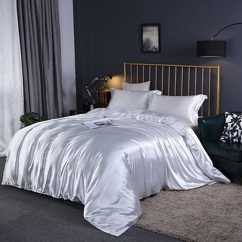 Washed Silk Four-Piece Set Silky Silk Quilt Cover Bed Sheets Ice Silk Bed Sheets 1.8M Bedding Dropshipping - Image 1