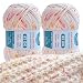 FREEASYFAR 2 Pack Wool Blend Yarn 2x35oz 285yds 3 DK 20 Wool 80 Acrylic Variegated SinglePly Soft Crochet Knitting Wool Yarn for Sweaters Scarves Hats Blushing Ivory - Image 2
