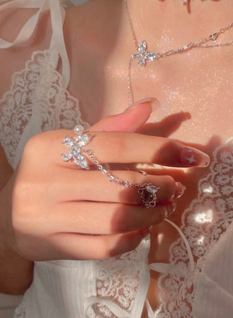 إيكوال خاتم نسائي أنيق باللون الفضي بمقاس موحد - Image 3