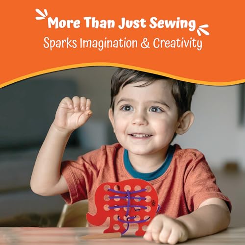 Skillofun, Wooden Elephant Lacing Toy, Developed for Montessori Schools, Enhance Fine Motor Skills, Hand-Eye Coordination, Screen-Free, Encourage Creativity, Storytelling, & Imagination - Image 5