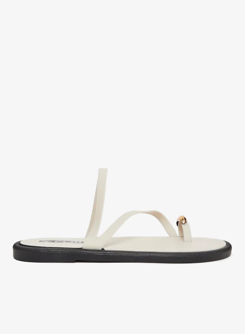 Styli White Toe Ring Flat Sandals