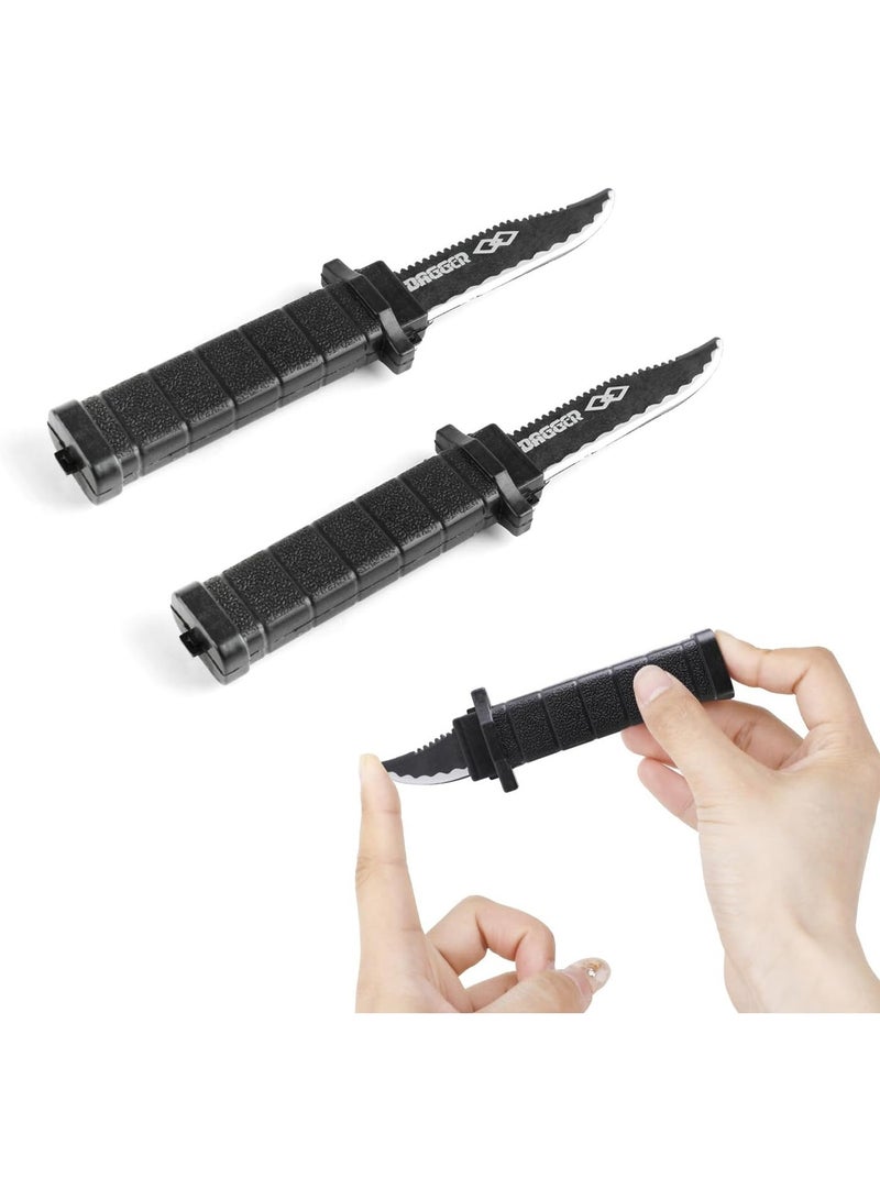 Retractable fake knife, Halloween props, plastic toys with hidden blade for costume parties and pranks, 2 pieces - Image 1