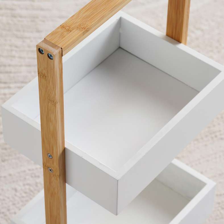 Pan Home Iliad 3 Tier Bamboo Storage Caddy 25x18x67cm - White/Natural - 213MTA9900195 - Image 3