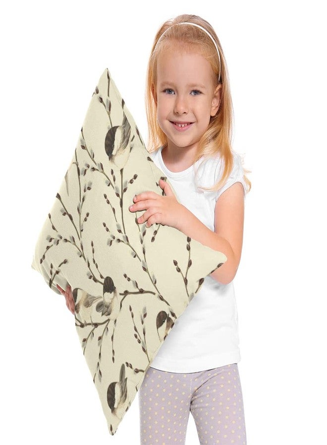 Beabes Bird Throw Pillow Cover,Willow Branches and Birds Soft Square Cushion Case Covers Home Decor for Couch Sofa Bedroom Car Office 18x18 Inch Pillowcases - Image 2