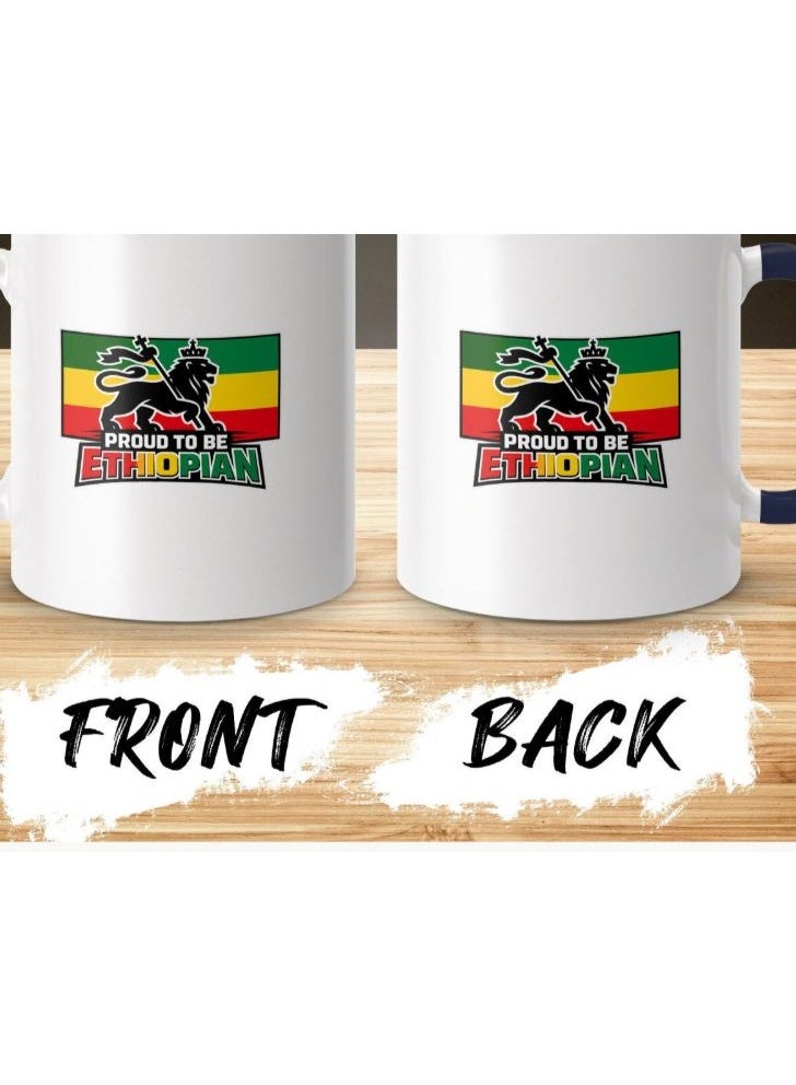 RYN Ethiopian Lion of Judah Flag Ceramic Coffee Mug - Heritage Design - Image 2