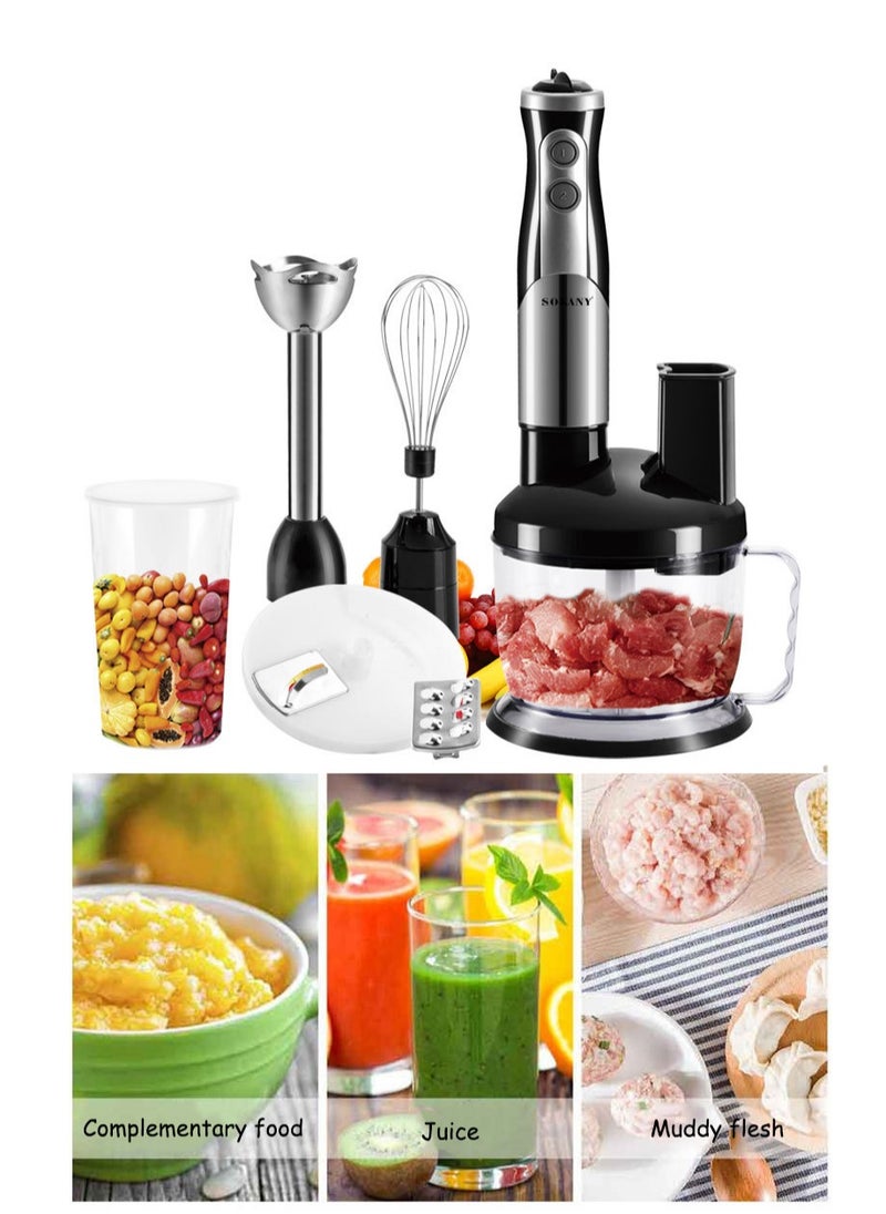 sokany - 8-In-1 Hand Blender,Multifunctional Food Processor,Chopper, Mixer,Whisk,Juice Blender,Slice,500ml Mixing Beaker,700W SK5011-8 - Image 1