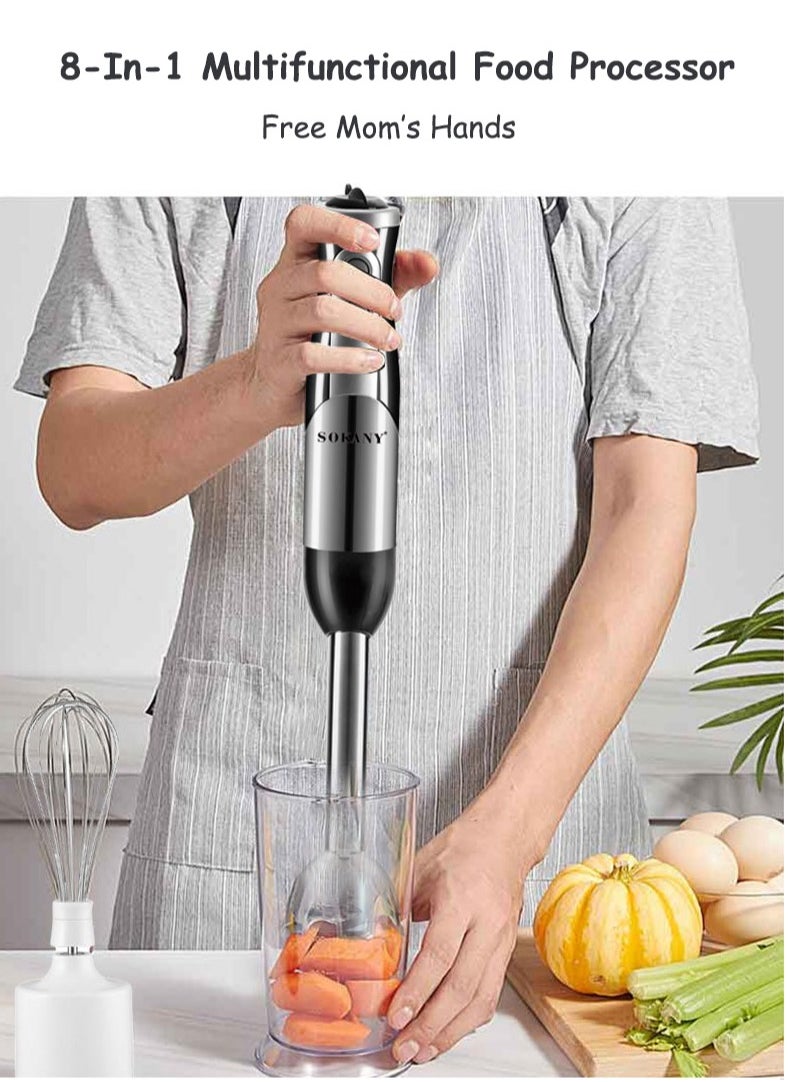 sokany - 8-In-1 Hand Blender,Multifunctional Food Processor,Chopper, Mixer,Whisk,Juice Blender,Slice,500ml Mixing Beaker,700W SK5011-8 - Image 1