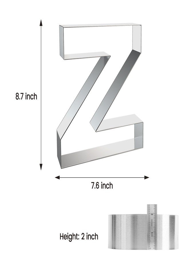 ZADE 8 Inch Alphabet Z Cake Mousse Mold 304 Stainless Steel Large Size Letter Alphabet Tiramisu Cheesecake Mold Bakeware 3D Cake Dessert Baking Pan for DIY Birthday Wedding Party - Image 2