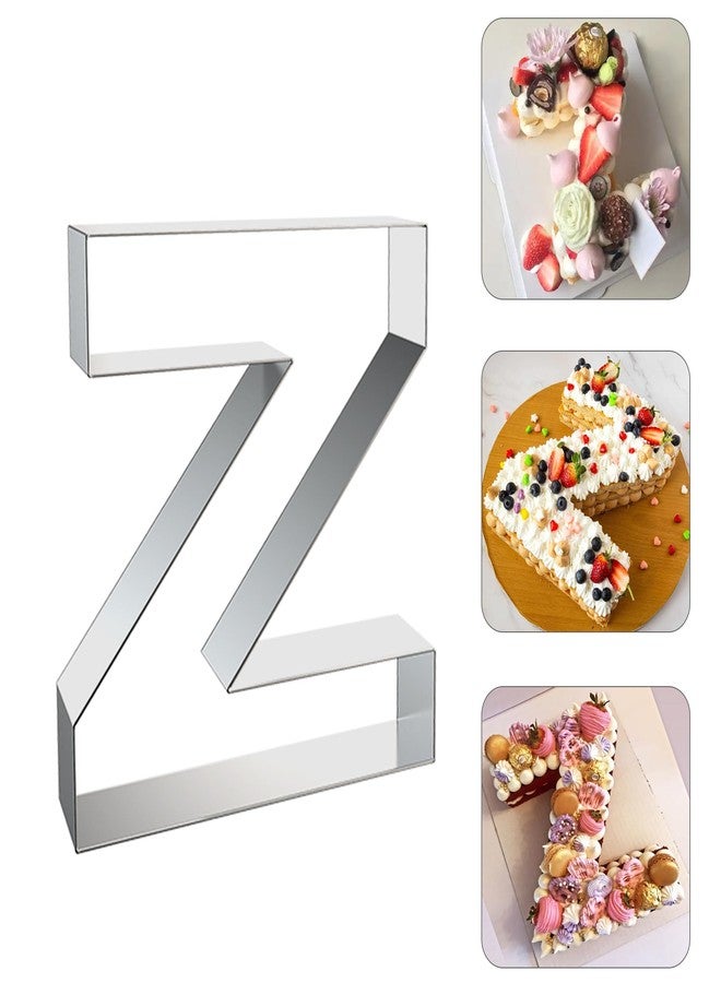 ZADE 8 Inch Alphabet Z Cake Mousse Mold 304 Stainless Steel Large Size Letter Alphabet Tiramisu Cheesecake Mold Bakeware 3D Cake Dessert Baking Pan for DIY Birthday Wedding Party - Image 1