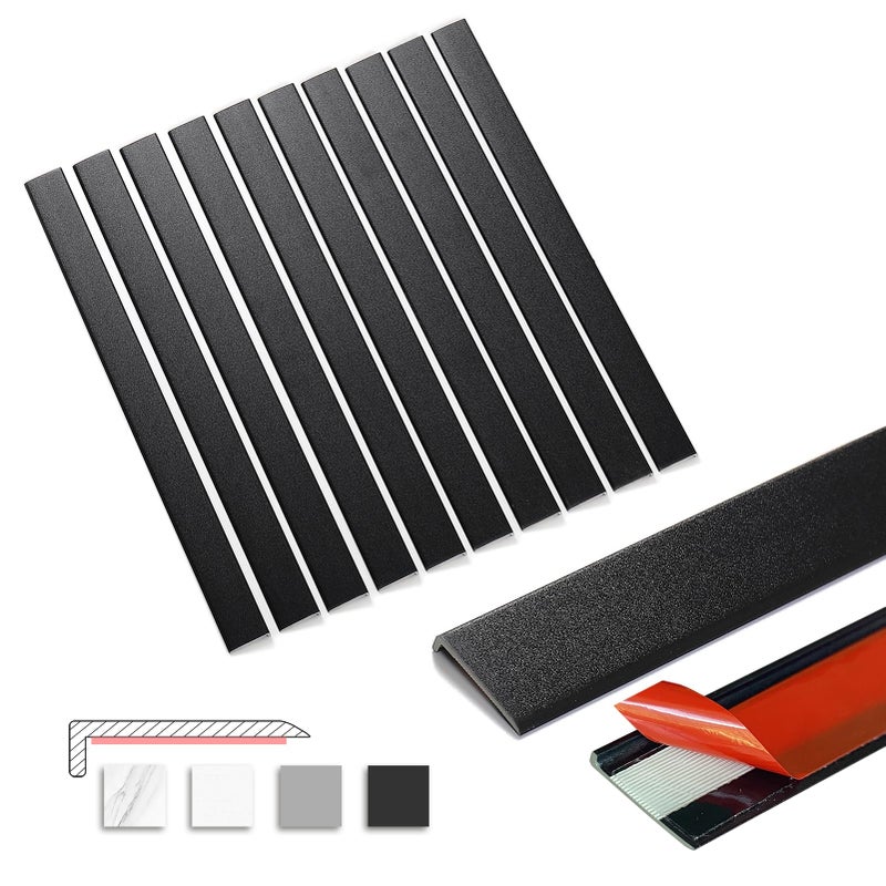 Tilingview 10 Pcs Peel and Stick Tile Trim Edge SelfAdhesive 12 PVC Molding Edging for Kitchen Backsplash Black