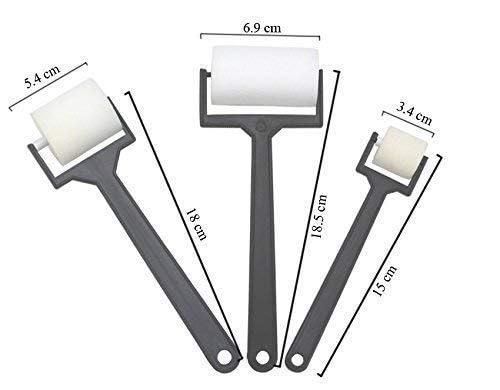 QALAM Kaari 3 Piece Set White Sponge Brush Foam Painting Roller Brush for Drawing,Canvas Painting,Plastic Handle Foam Sponge Furniture Art Crafts Painting Tool Supplies DIY Painting Tools  - Image 3