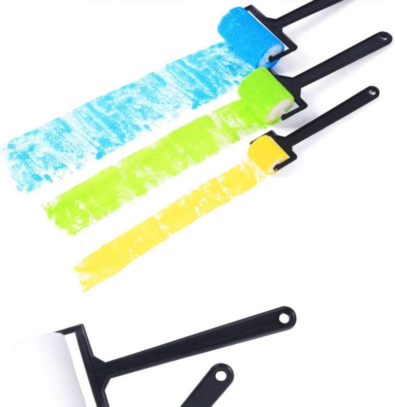 QALAM Kaari 3 Piece Set White Sponge Brush Foam Painting Roller Brush for Drawing,Canvas Painting,Plastic Handle Foam Sponge Furniture Art Crafts Painting Tool Supplies DIY Painting Tools  - Image 5