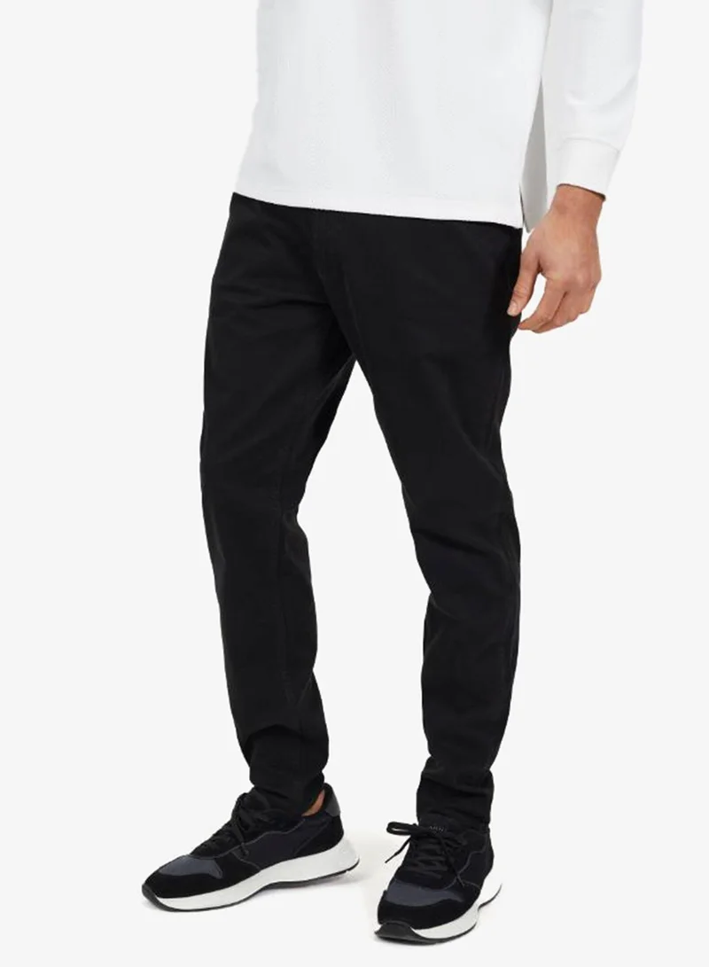 BRAVE SOUL MENS COTTON TWILL CHINO FIXED BUTTON WAIST WITH ZIP FLY. PU BRANDED BACK PATCH