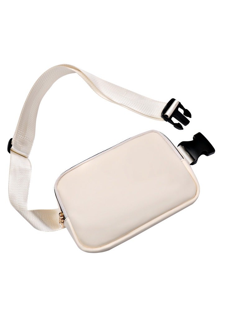 LeadMy Crossbody Bag Fanny pack for Women Large Capacity Waist Bag with 4-Compartments Soft Leather Body Bag Adjustable Strap Waist Bag Casual Shopping Sports Travel Bag Beige - Image 1