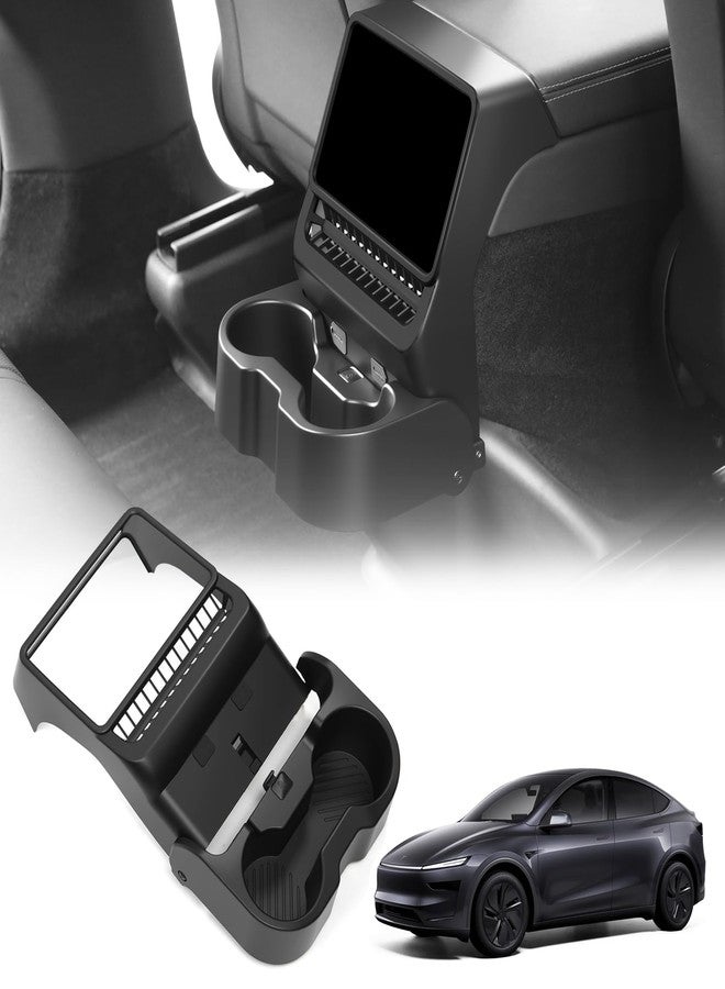 Abystar Rear Cup Holder for Tesla Model Y Juniper 2026/ Model 3 Highland 2025 2026, Rear Center Console Cup Drink Holder, No Drilling, Anti-Slip & Secure Fit Accessories for Model Y Juniper Back Seat - Image 1