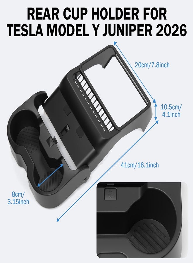 Abystar Rear Cup Holder for Tesla Model Y Juniper 2026/ Model 3 Highland 2025 2026, Rear Center Console Cup Drink Holder, No Drilling, Anti-Slip & Secure Fit Accessories for Model Y Juniper Back Seat - Image 4