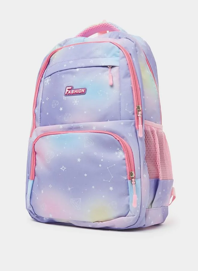 Styli Girls Printed Backpack with Zip Closure