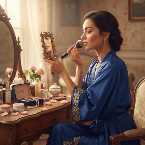 KridayKraft Beautifully Carved Square Shape Gold Plating Metal Hand Mirror for Makeup, Travelling, Salon Mirror & Decorative Antique Item, framed - Image 5