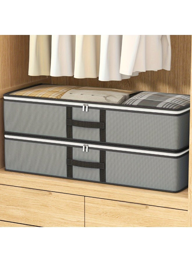 DIOTTI 2-Pack Under Bed Storage Bags, 90L Large Foldable Organizers with Zipper & Reinforced Handles for Clothes, Blankets, Quilts, Home Organization (100 x 50 x 18 cm) - Image 1