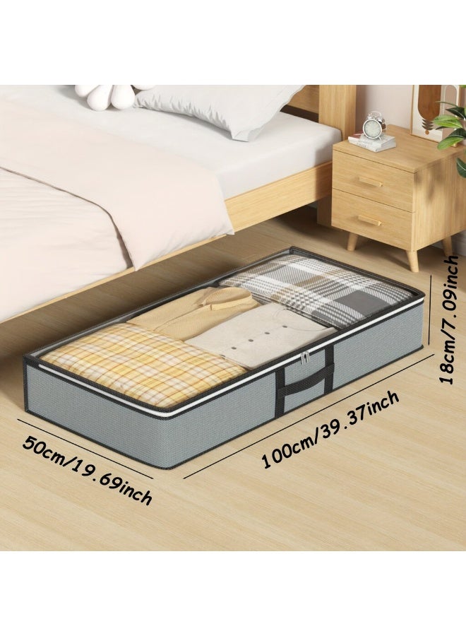 DIOTTI 2-Pack Under Bed Storage Bags, 90L Large Foldable Organizers with Zipper & Reinforced Handles for Clothes, Blankets, Quilts, Home Organization (100 x 50 x 18 cm) - Image 2