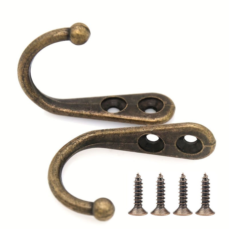 24pcs Screw In Hook Set with 8 Brass Prongs and 16 Screws Easy Wall Mount - Image 1