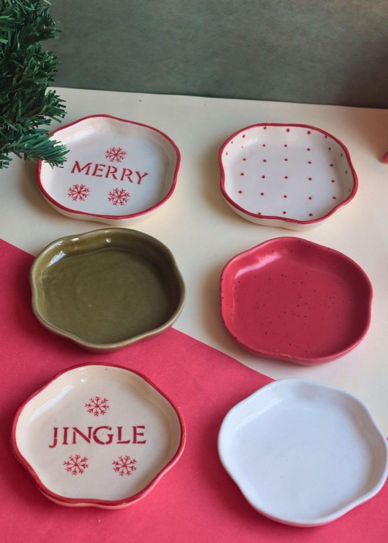 WEAVING HOMES Set of 6 Twinkling Dessert Plates Ceramic Plates to Serving Plates Kitchenware Plates Handmade Plates Microwave Safe - Image 1