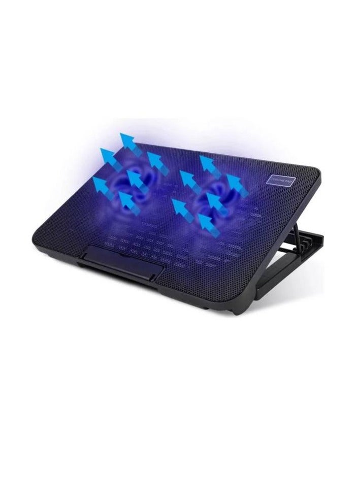 Laptop Cooling Pad with 2 USB Ports and Fan Control Button for 353x253x30.5mm - Black - Image 1