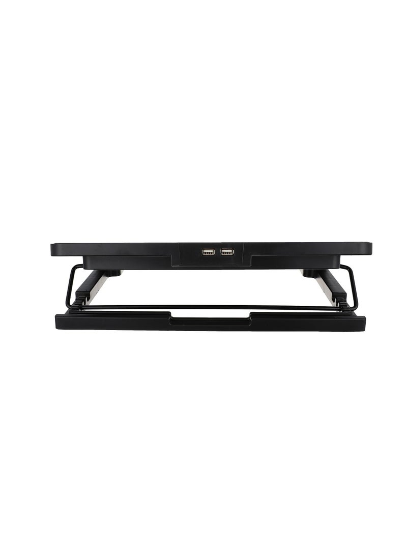 Laptop Cooling Pad with 2 USB Ports and Fan Control Button for 353x253x30.5mm - Black - Image 4