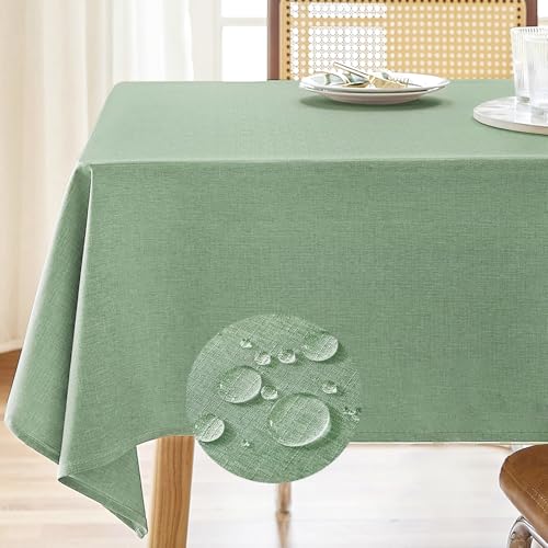 AUSSPVOCT Textured Tablecloth Rectangle 52x70 Water Resistant Spill-Proof Wipeable Table Cloth Wrinkle Free Fabric Dining Table Cover for Birthday Wedding Eatser Football Spring Tablecloths - Image 1