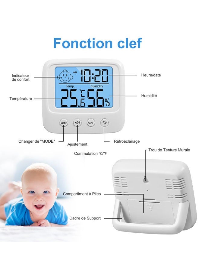 High Accuracy Digital Thermometer, Hygrometer Indoor Desktop Digital Thermometer With Temperature And Humidity Monitor Backlight Clock - Image 3