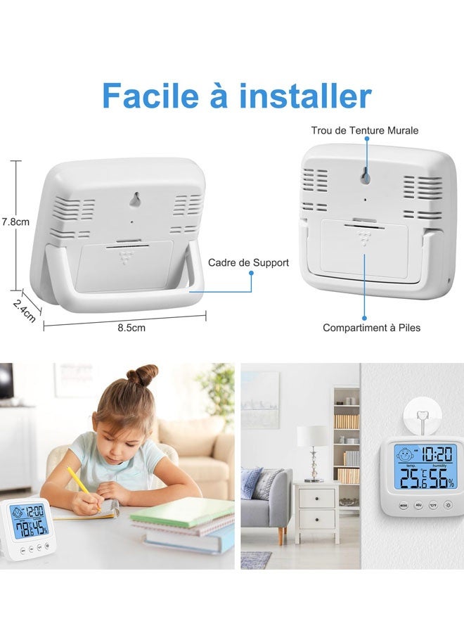 High Accuracy Digital Thermometer, Hygrometer Indoor Desktop Digital Thermometer With Temperature And Humidity Monitor Backlight Clock - Image 2