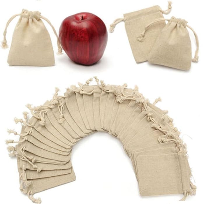 DEERA Jute Drawstring Gift Bag – Beige – 13x18cm – Pack of 10 - Image 2