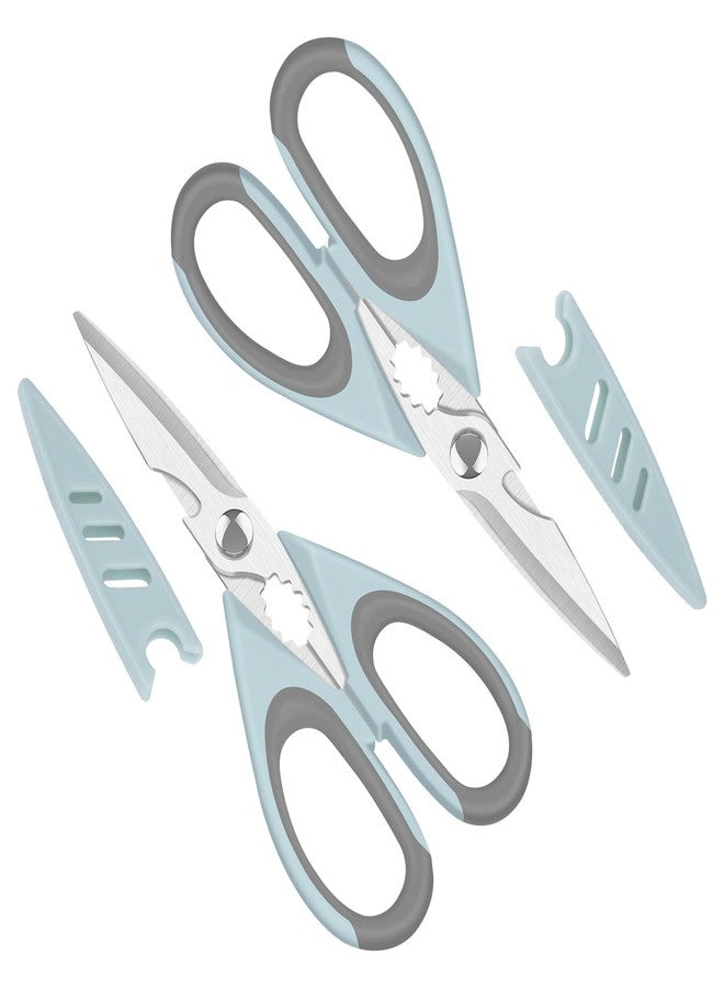 Buspoll Multifunctional Stainless Steel Kitchen Scissors Set, Heavy Duty Food Scissors with Safety Cover, Sharp Utility Shears for Chicken, Meat, Vegetables, Herbs, 2 Pack - Image 1