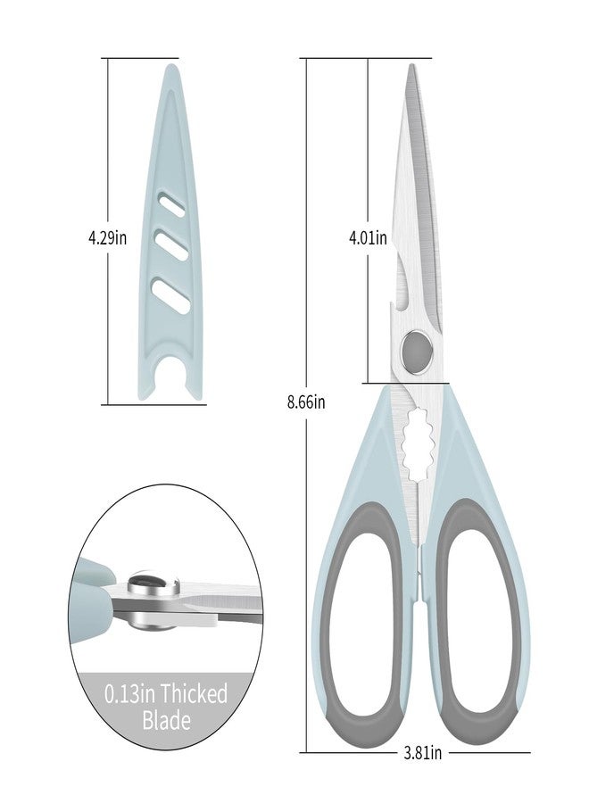 Buspoll Multifunctional Stainless Steel Kitchen Scissors Set, Heavy Duty Food Scissors with Safety Cover, Sharp Utility Shears for Chicken, Meat, Vegetables, Herbs, 2 Pack - Image 2