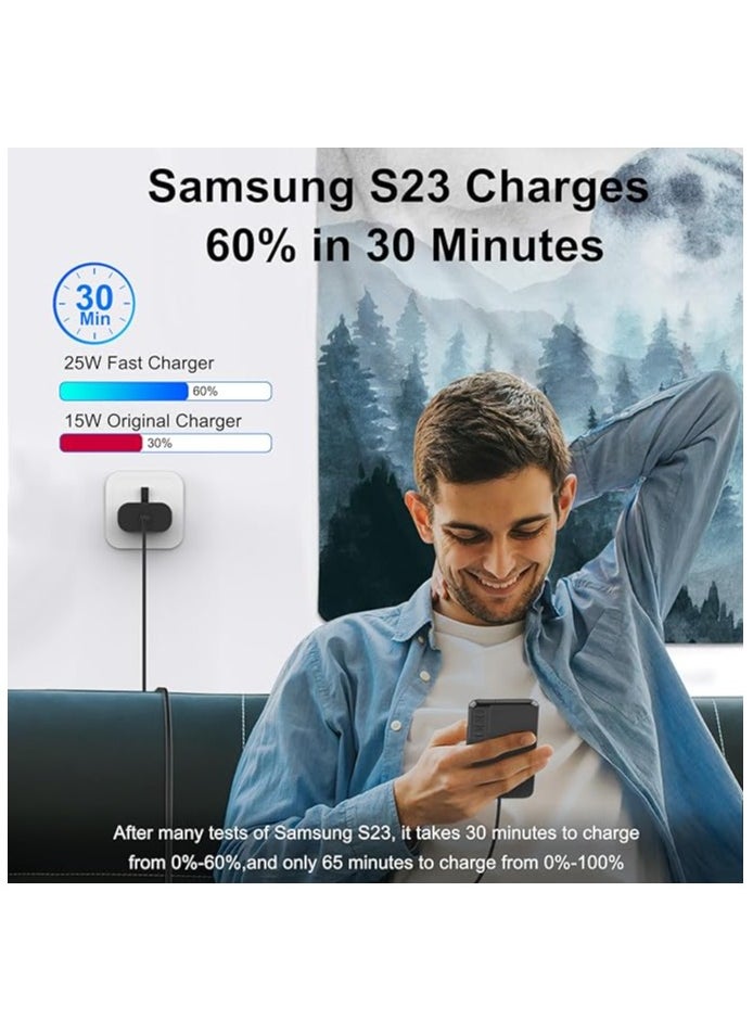 OMAKSS - Fast Charger Compatible Galaxy S23 Ultra S22 S21fe S20 A33 A53 A52 A54 A14 A13 Z Flip/Fold 4,Super Fast Charger 25W, USB C Fast Charging Plug and Cable USB C to C - Image 1