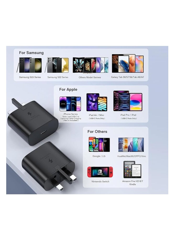 OMAKSS - Fast Charger Compatible Galaxy S23 Ultra S22 S21fe S20 A33 A53 A52 A54 A14 A13 Z Flip/Fold 4,Super Fast Charger 25W, USB C Fast Charging Plug and Cable USB C to C - Image 1
