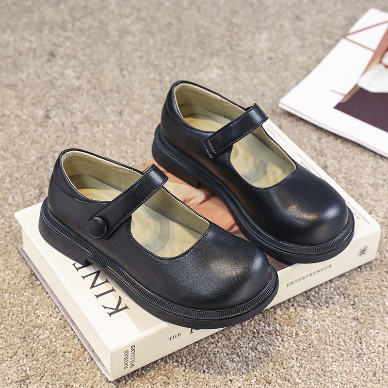 Girl'S Cowhide Leather Shoes Spring 2023 New Arrival Baby Girl'S Stylish Princess Shoes Girl'S Children'S Soft-Soled British Style Single-Layer Shoes - Image 1