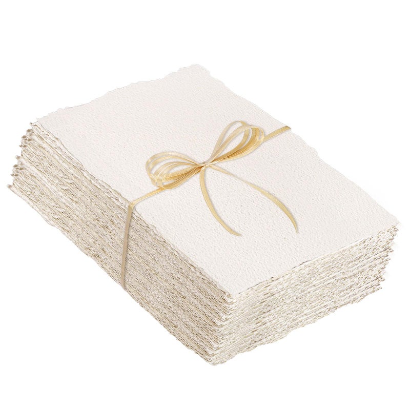 Prudiut 50 Sheets Cotton Watercolor Paper, 300 GSM, 2 x 3.5 inch Deckled Edge, Ideal for Watercolor Painting, Acrylic Sketching, Crafting - Image 1