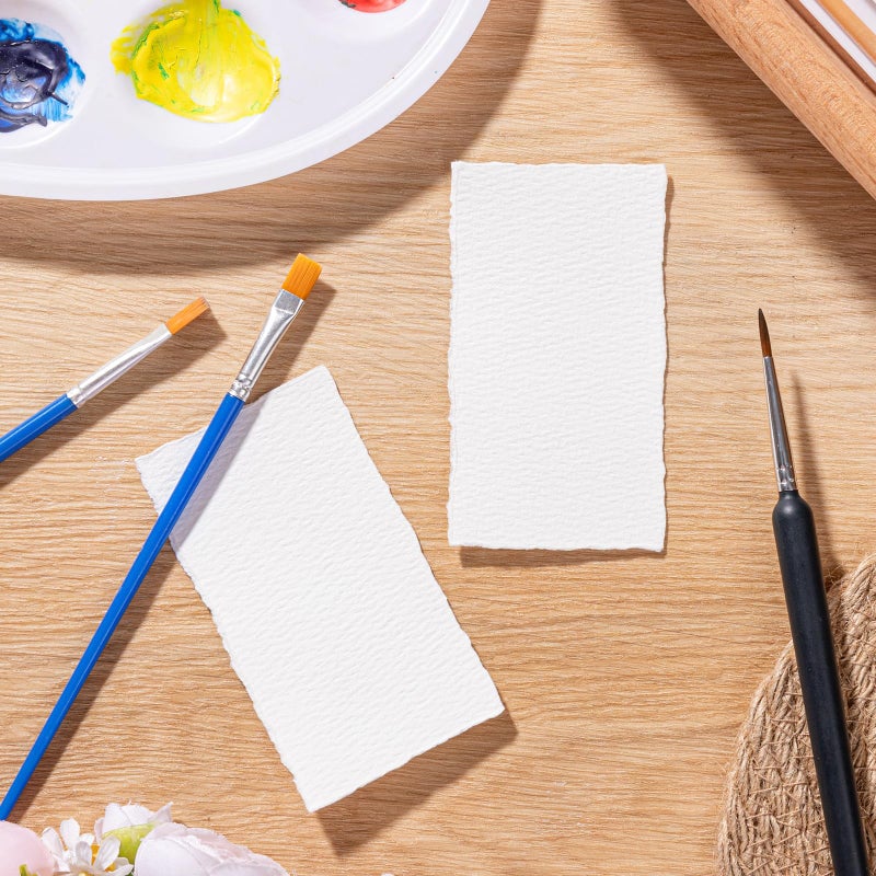 Prudiut 50 Sheets Cotton Watercolor Paper, 300 GSM, 2 x 3.5 inch Deckled Edge, Ideal for Watercolor Painting, Acrylic Sketching, Crafting - Image 3