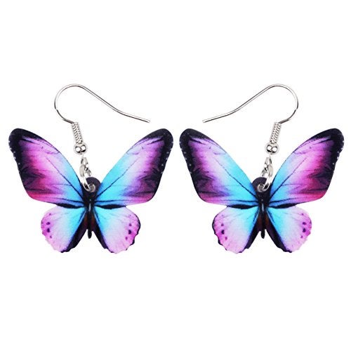 Bonsny Drop Dangle Floral Butterfly Earrings Fashion Insect Jewelry For Women Gift - Image 1