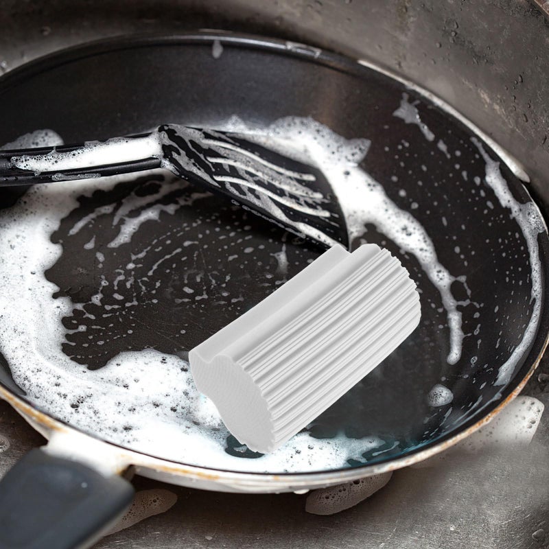 High Density Absorbent Sponge with Handle Gray Round Base 2pcs Multi Functional Cleaning for Kitchen Car Dishwashing - Image 5