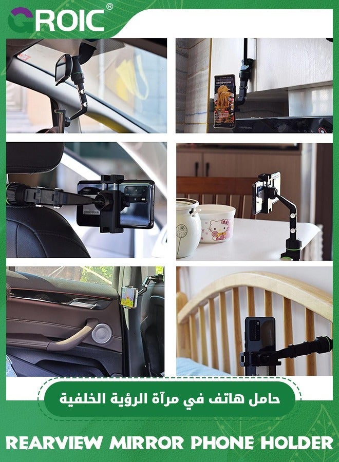 GROIC Green Rotatogrip Cell Phone Holder, Car Rear View Mirror Multi-Function Universal Adjustable Holder  - Image 5