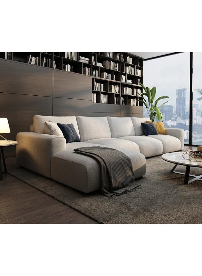 Generic Nordic sofa 7 seater combination luxury sofa set living room modern small home corner sofa fabric (Right)  - Image 5