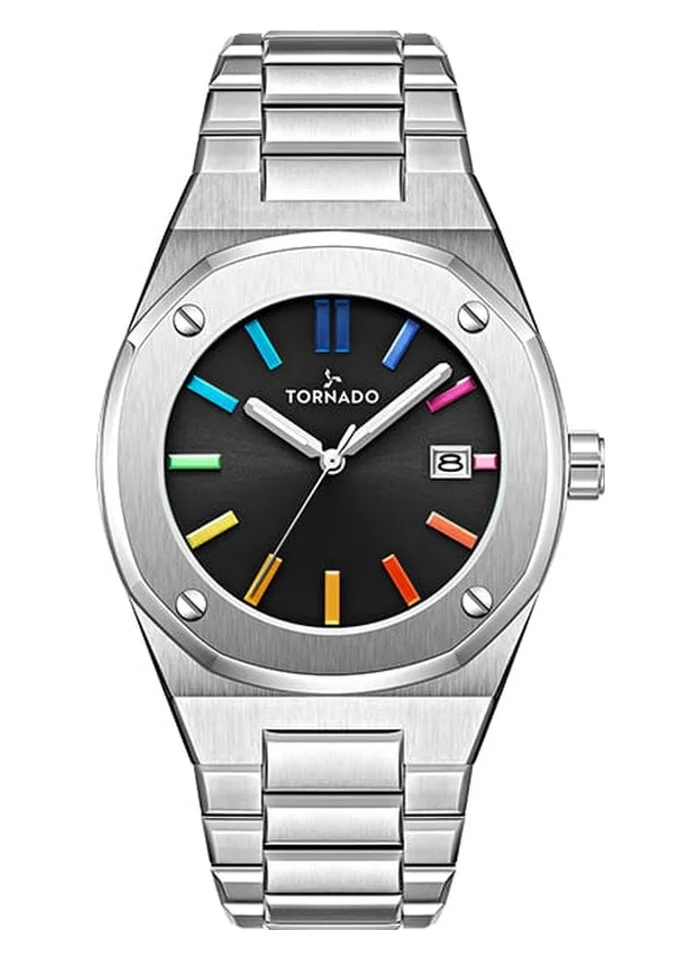 تورنيدو Tornado AURORA TWILIGHT T23003-SBSB Men's Analog Display Watch & Steel Strap Silver
